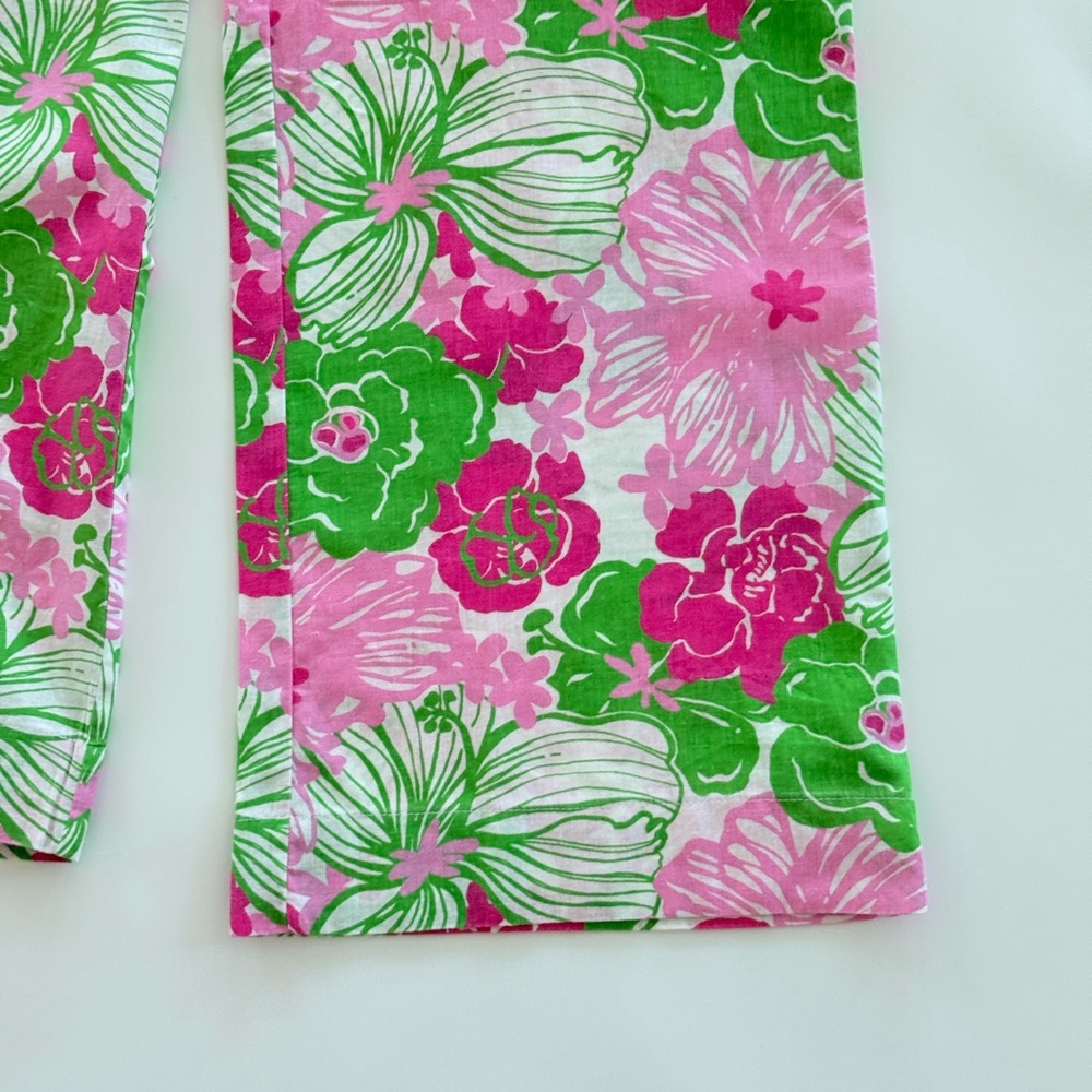 Lilly Pulitzer Floral Pink & Green & White Linen & Cotton Floral Pants‎ Size XS - Picture 6 of 10